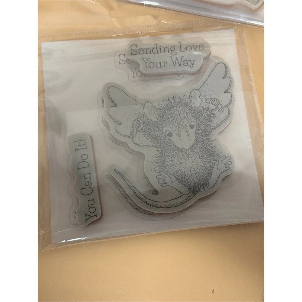 Lot Of 4 House Mouse Cling Rubber Stamps NEW Spellbinders